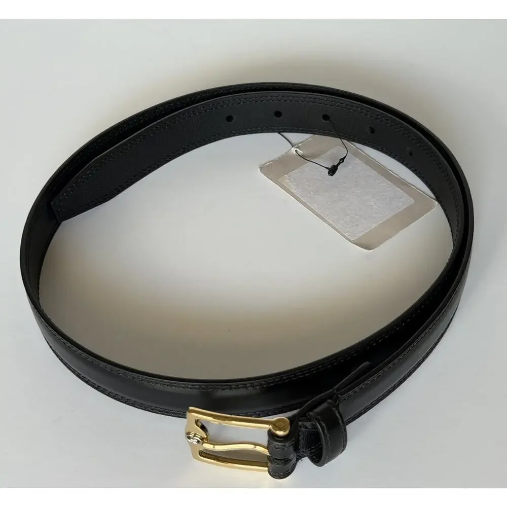 Gucci Men's Rectangular Buckle Leather Belt Black 85/34 Italy 715600 NWOT